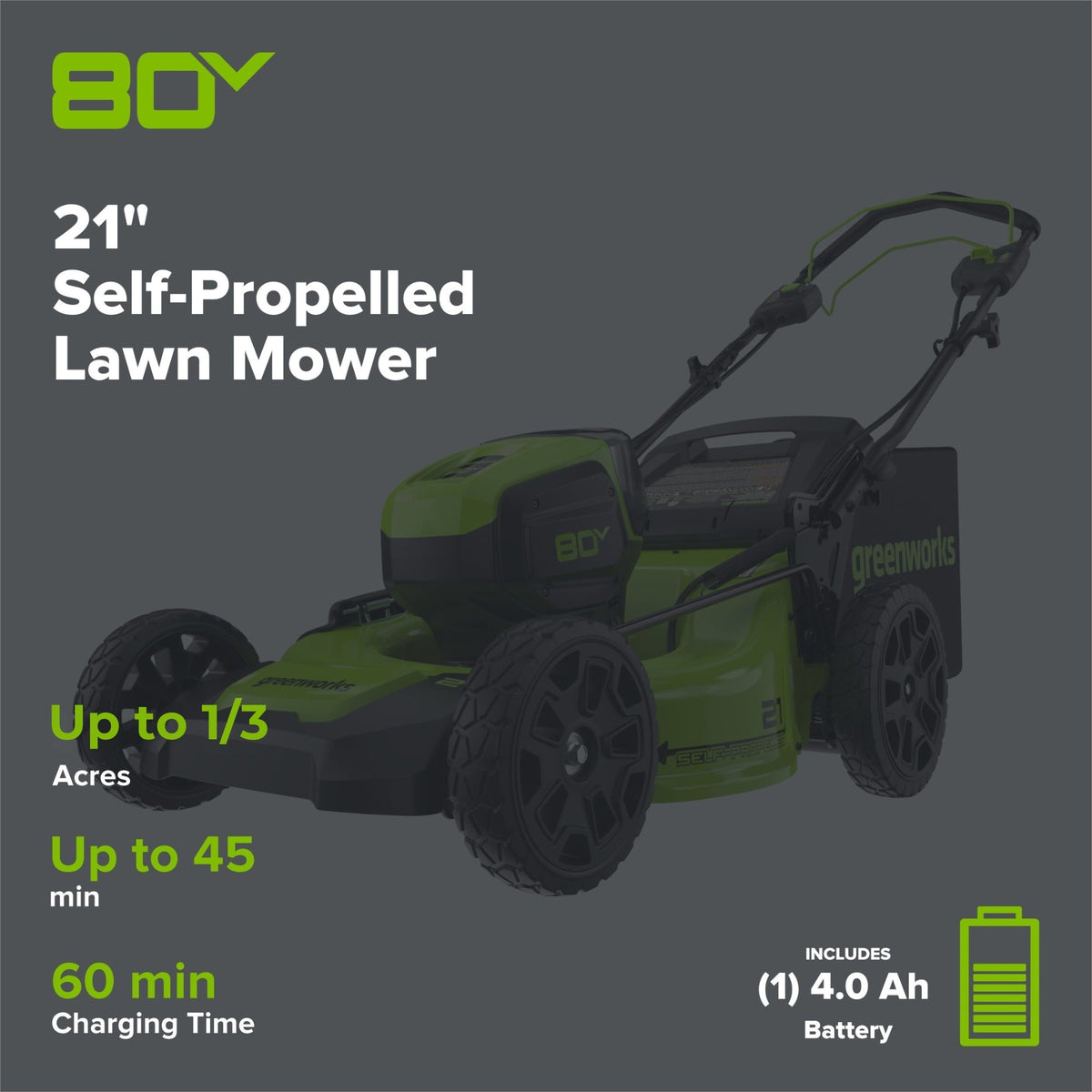 LM2138S Cordless Self-Propelled Mower Kit 53.3cm 80V 4.0Ah