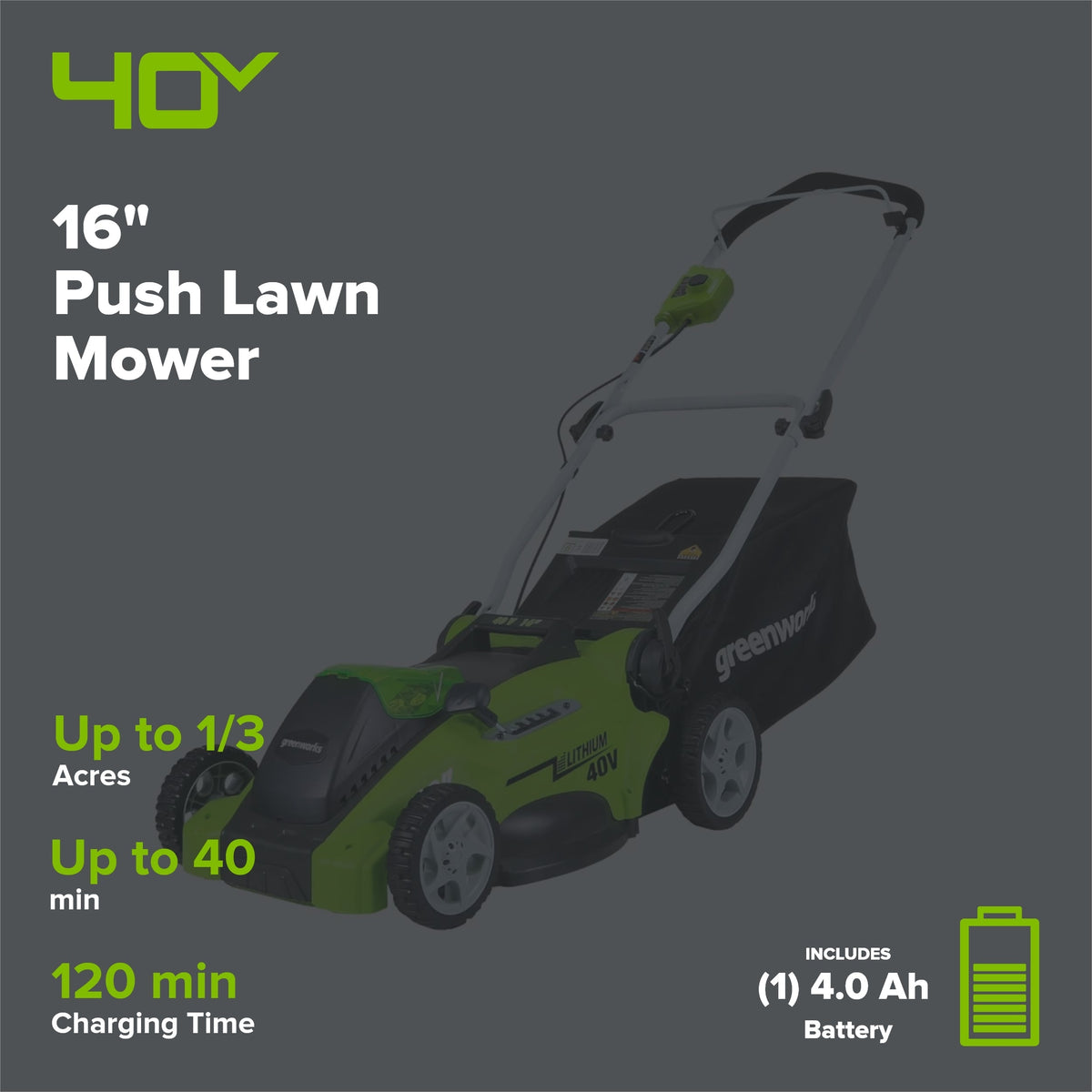 LM1604 Cordless Push Mower Kit 40.6cm 40V