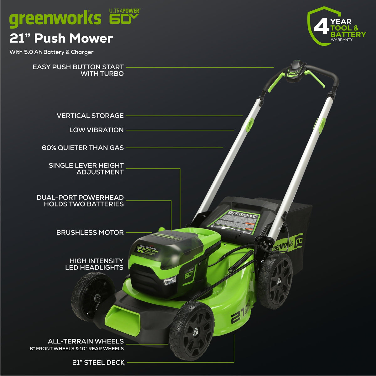 MO60L516 Cordless Push Mower Kit 53.3cm 60V 5.0Ah