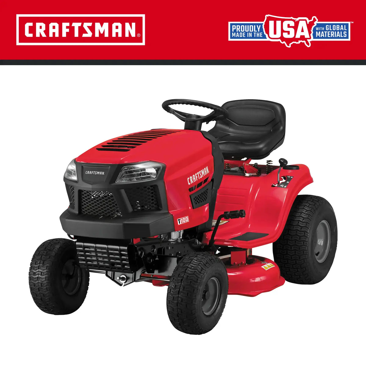 T100 Gear Drive Riding Lawn Mower 91.4cm